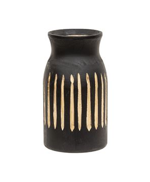 Picture of BoHo Etched Black Wooden Vase, 6.5"