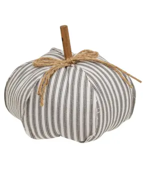 Ticking Stripe Stuffed Pumpkin, 8"