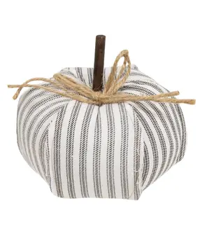 Ticking Stripe Stuffed Pumpkin, 4.75"