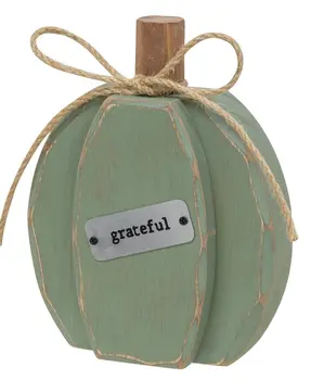 Teal Chunky Grateful Pumpkin Sitter