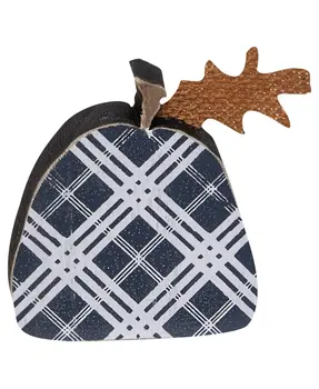 Black Plaid Freestanding Pumpkins, 2/Set
