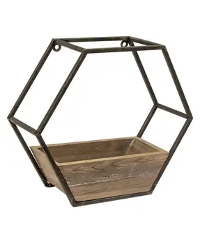Wood & Metal Hexagon Wall Planter