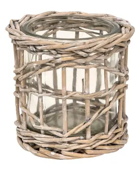 Graywash Willow Wrapped Glass Votive Holder