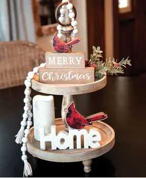 Chunky Wood Cardinal Sitter