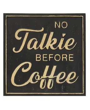 No Talkie Before Coffee Distressed Metal Sign