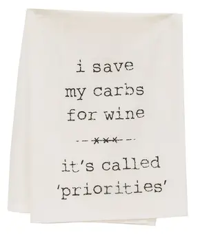 I Save My Carbs For Wine Dish Towel