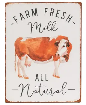 Farm Fresh Milk All Natural Distressed Metal Sign