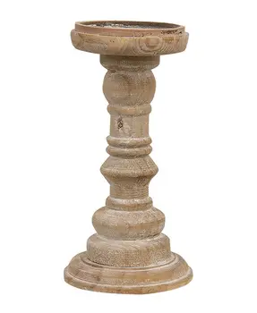 Tall Distressed White Wood Pillar, 9.5"