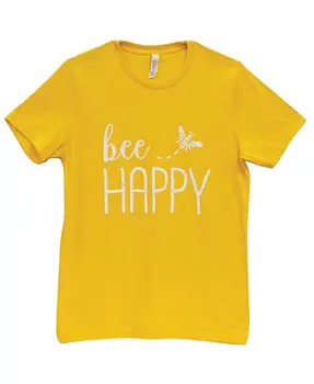 Bee Happy T-Shirt, Heather Yellow Gold XXL