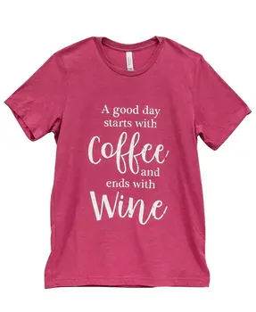 A Good Day Starts With Coffee T-Shirt, Heather Raspberry XXL