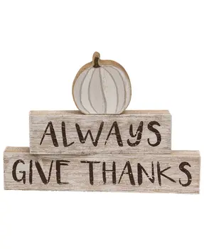 Always Give Thanks Pumpkin Blocks, 3/Set