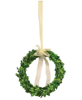 Preserved Boxwood Ring with Ribbon, 10" Dia.