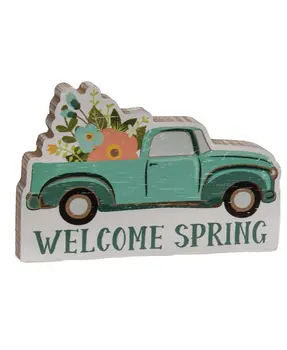 Welcome Spring Flower Truck Block