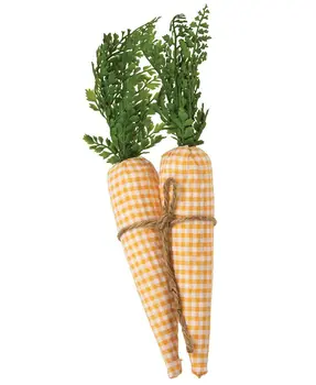 Orange Gingham Fabric Carrots, 2/Set