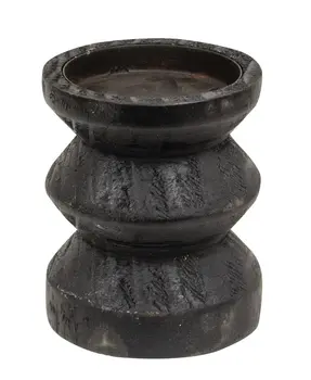 Black Wooden Pillar Candle Holder, 3.5" Tall