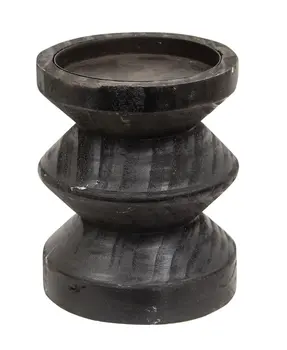 Black Wooden Pillar Candle Holder, 4.75" Tall