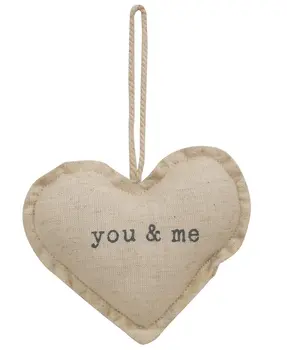 You & Me Fabric Heart Ornament, 2 Asstd.
