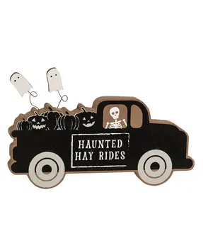 Haunted Hay Rides Wooden Chunky Truck Sitter