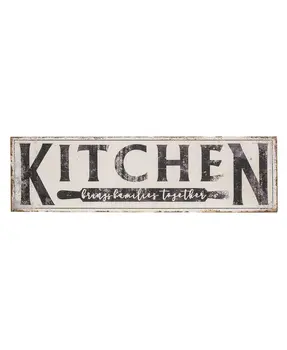 Kitchen Brings Family Together Distressed Metal Sign