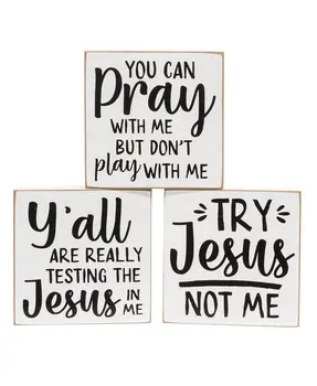 Try Jesus Not Me Square Block, 3 Asstd.