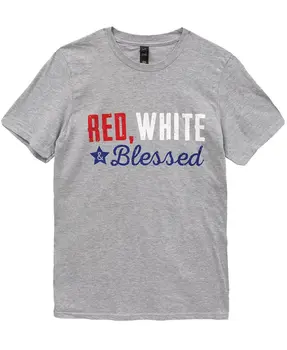 Red, White & Blessed T-Shirt, Heather Gray