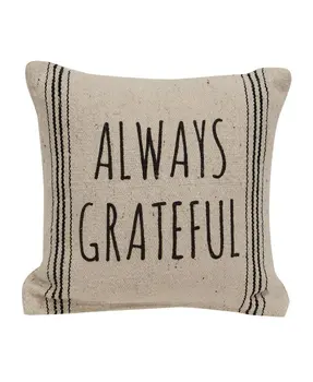 Always Grateful Striped Natural Pillow