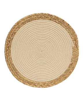 Woven Cotton & Hyacinth Round Mat, Natural