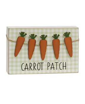 Carrot Patch Green & White Gingham Check Box Sign