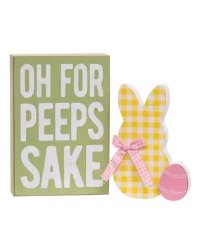 For Peeps Sake Box Sign & Chunky Bunny Sitter, 2/Set