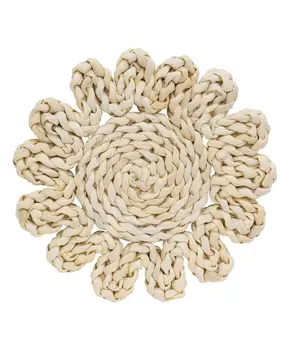 Corn Husk Flower Shape Candle Mat, 8"