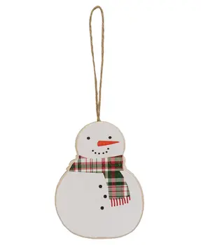 Plaid Christmas Tree & Snowmen Ornaments, 3/Set