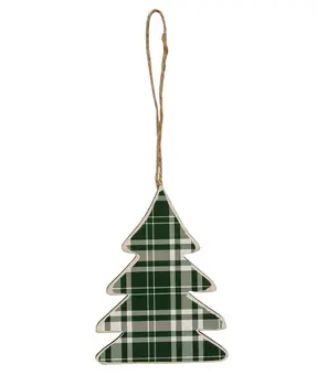 Plaid Christmas Tree & Snowmen Ornaments, 3/Set