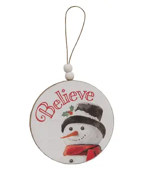 Winter Word Snowman Round Beaded Ornament, 3 Asstd.