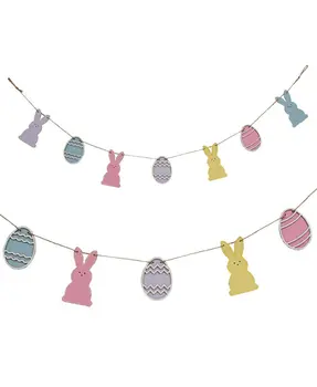 Glittered Wooden Easter Egg & Bunny Garland