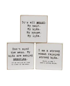 Strong Woman Strong Kids Mini Square Block, 3 Asstd.