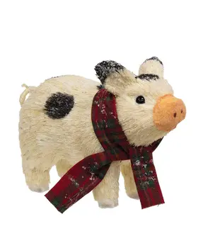 Winter Frosted Sisal Farmhouse Pig