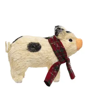Winter Frosted Sisal Farmhouse Pig