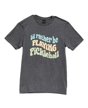 I'd Rather Be Playing Pickleball T-Shirt - Heather Dark Gray