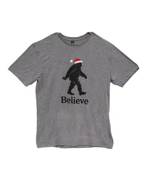 Believe Santa Bigfoot T-Shirt, XXL - Heather Graphite