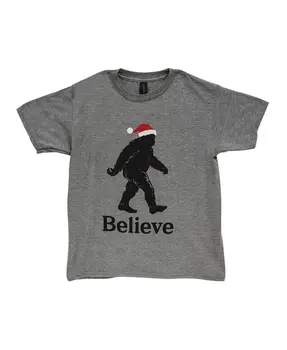 Believe Santa Bigfoot Youth T-Shirt - Heather Graphite, L181Y