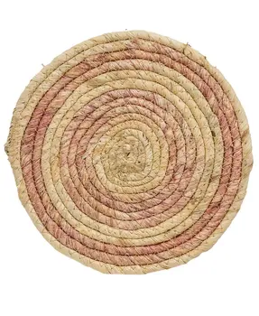 Woven Natural and Rose Seagrass Table Mat, 8"