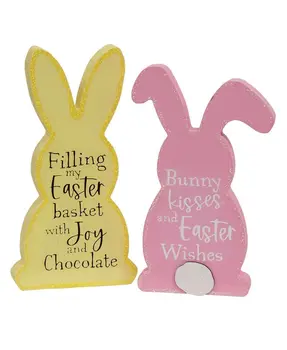 Bunny Kisses/Joy and Chocolate Wooden Bunny Sitter, 2 Asstd.