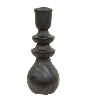 Black Wooden Deco Bottle Taper Holder