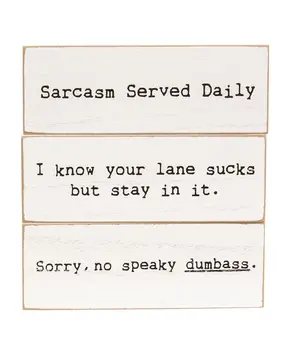 Sarcasm Served Daily Thin Rectangle Block, 3 Asstd.