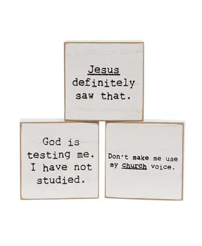 God Is Testing Me Mini Square Block, 3 Asstd.