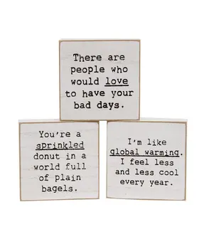 Love Your Bad Days Mini Square Block, 3 Asstd.