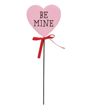 Metal Be Mine Conversation Heart Plant Stake