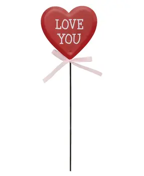 Metal Love You Conversation Heart Plant Stake