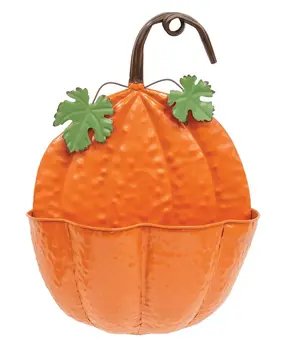 Painted Metal Pumpkin Wall Pocket