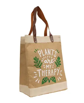 Plants Are My Therapy Jute Tote